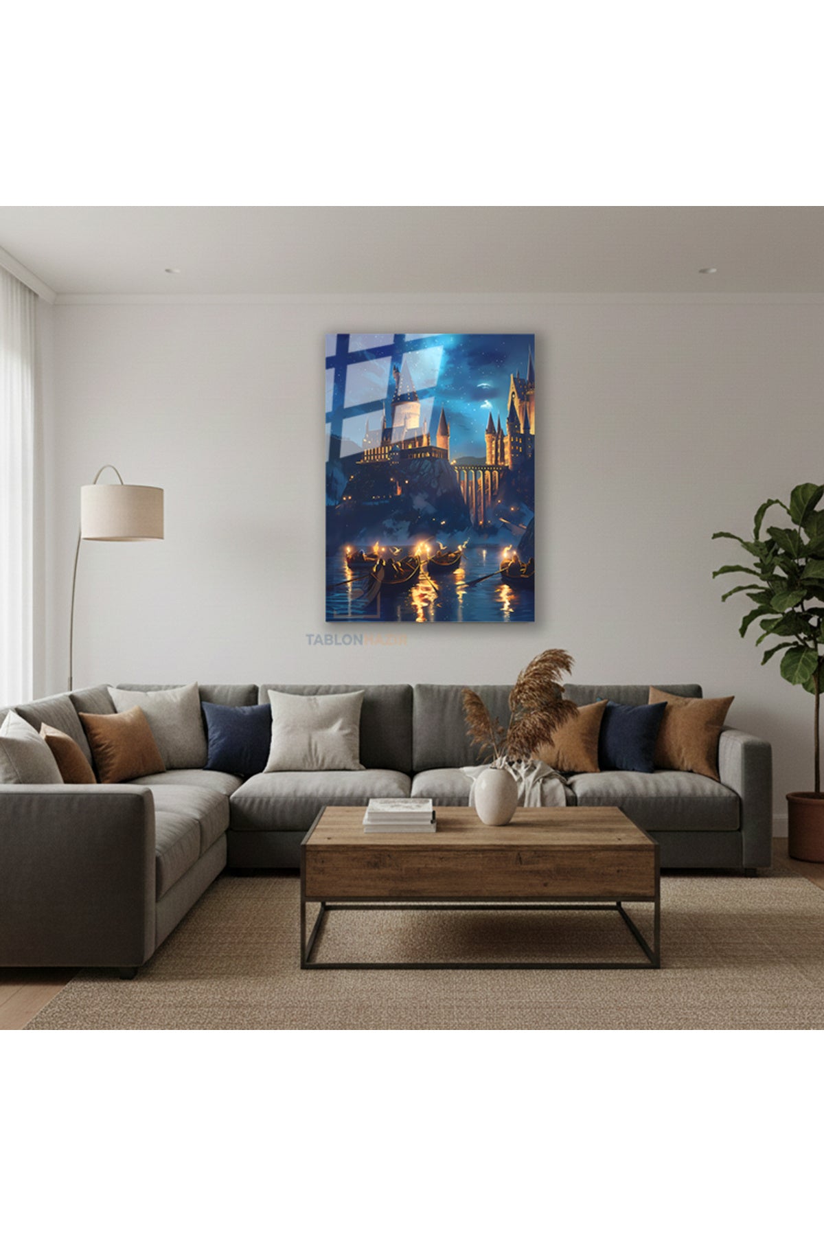 Dikey Cam Tablo Salon Duvar Tablosu Dikey Cam Hogwards Kayiklar Yeni Ev Hediyesi Ofis Tablosu