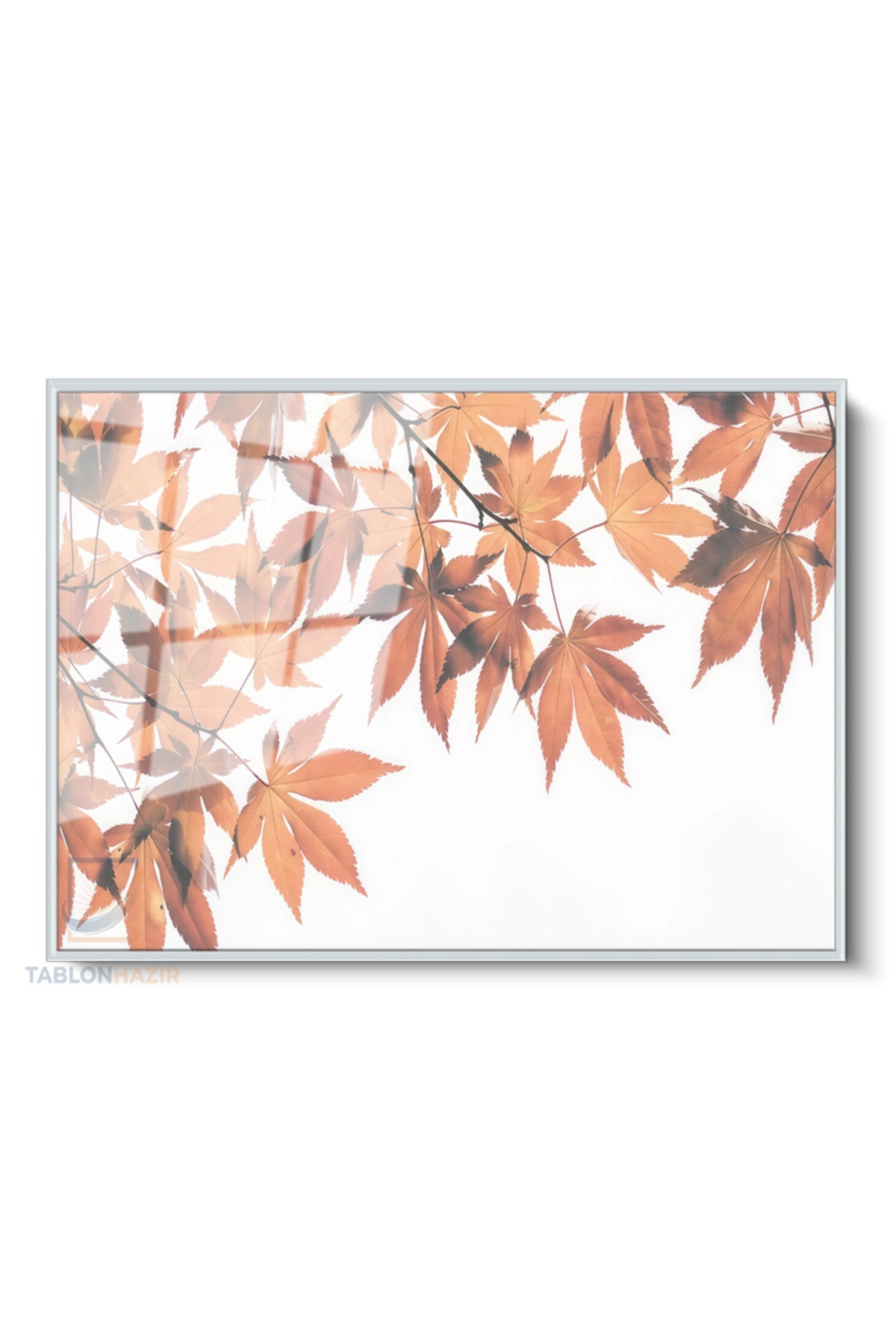 Çerçeveli Yatay Cam Tablo Salon Duvar Tablosu Yatay Cam Sonbaharyapraklari2 Ofis Tablosu
