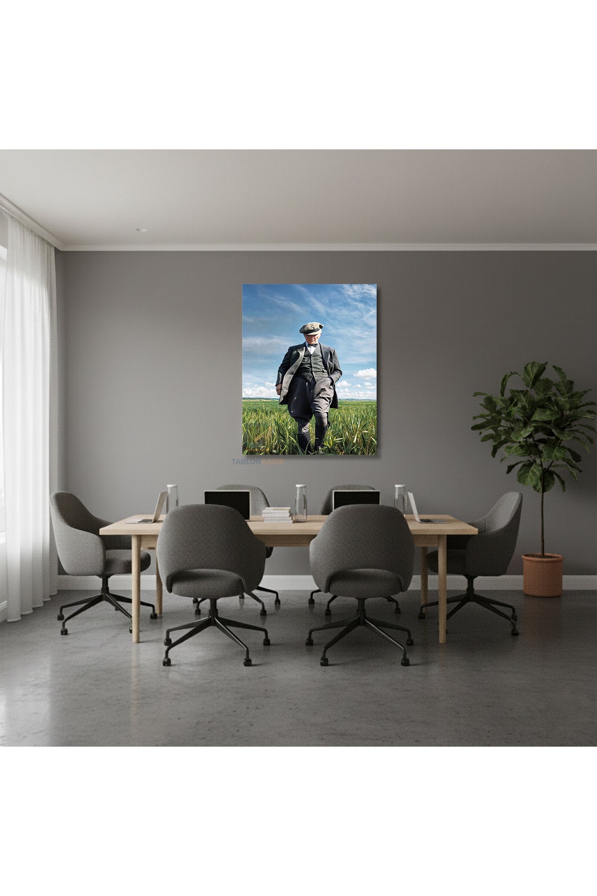 Dikey Kanvas Tablo Salon Duvar Tablosu Kanvas Atatürk 043 Yeni Ev Hediyesi Ofis Tablosu