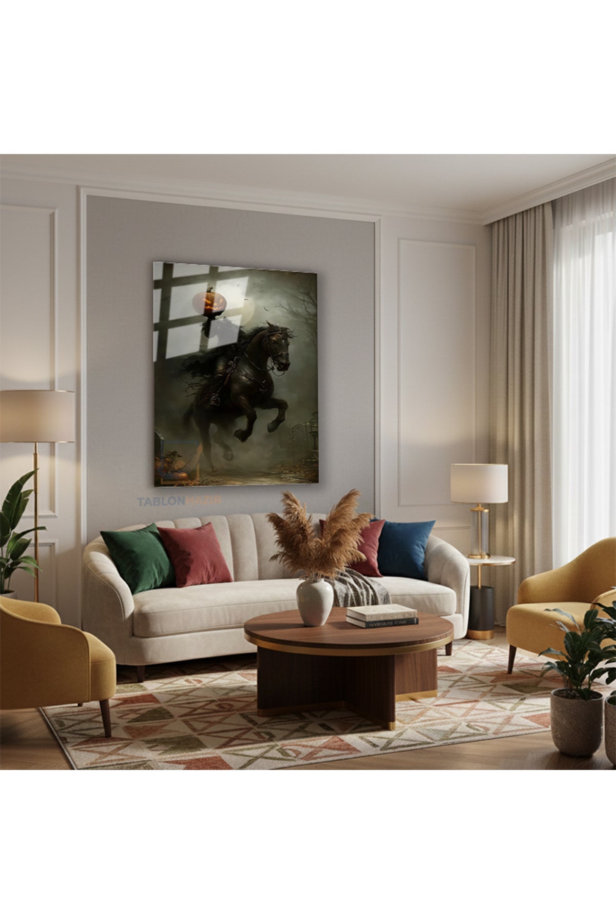 Dikey Cam Tablo Salon Duvar Tablosu Dikey Cam Balkabagi Sovalye Yeni Ev Hediyesi Ofis Tablosu