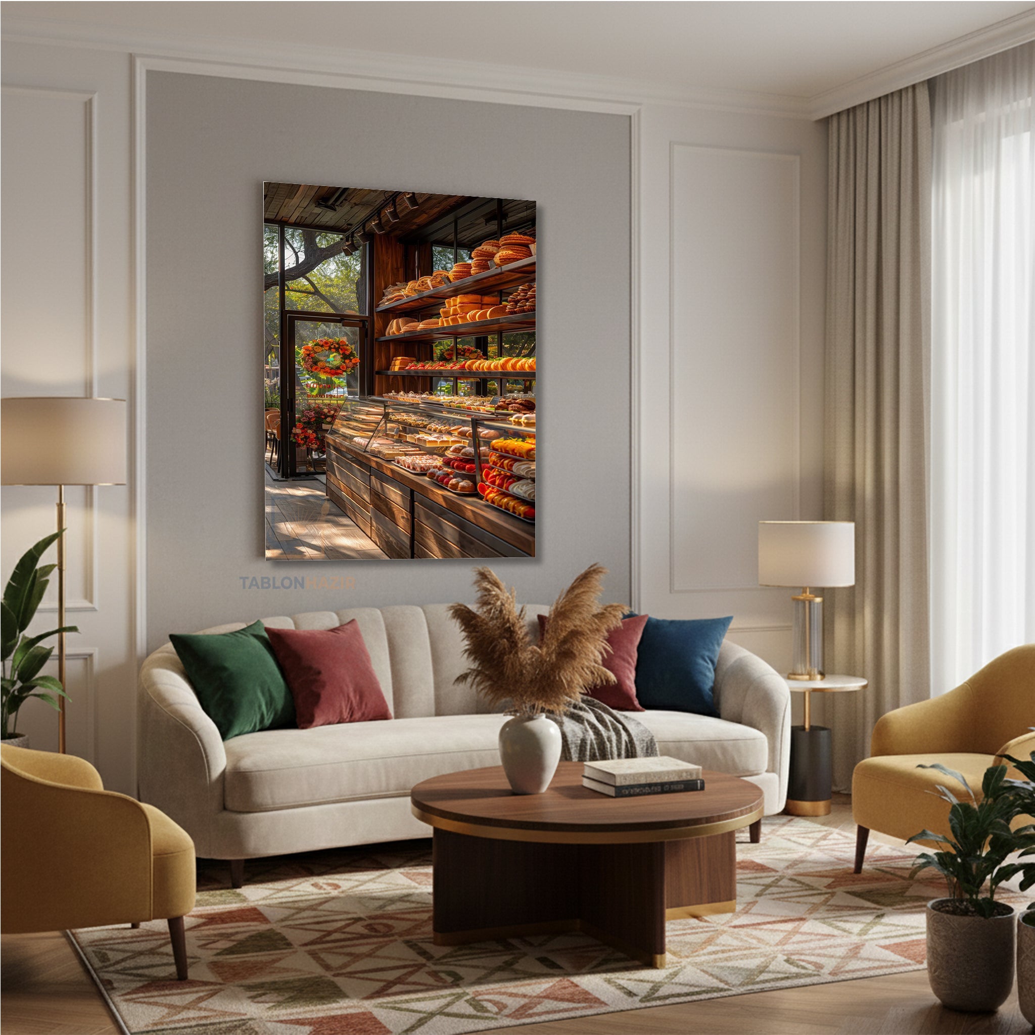 Dikey Kanvas Tablo Salon Duvar Tablosu Pastane Yeni Ev Hediyesi Ofis Tablosu