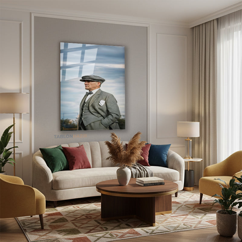 Dikey Cam Tablo Salon Duvar Tablosu Dikey Cam Atatürk 24 Yeni Ev Hediyesi Ofis Tablosu