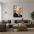 Dikey Cam Tablo Salon Duvar Tablosu Dikey Cam Atatürk 25 Yeni Ev Hediyesi Ofis Tablosu