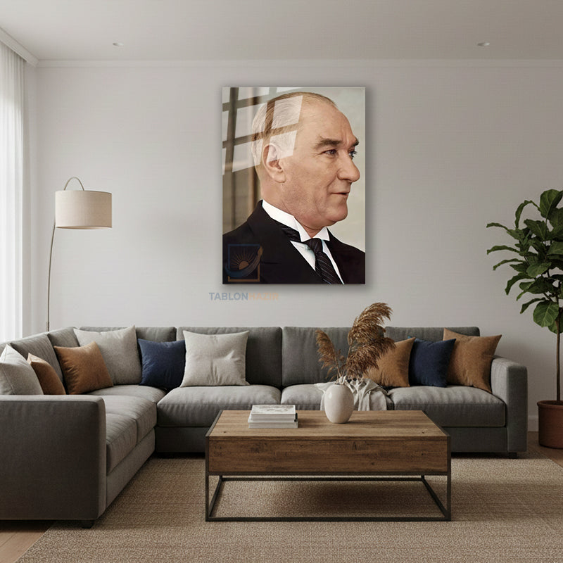 Dikey Cam Tablo Salon Duvar Tablosu Dikey Cam Atatürk 25 Yeni Ev Hediyesi Ofis Tablosu