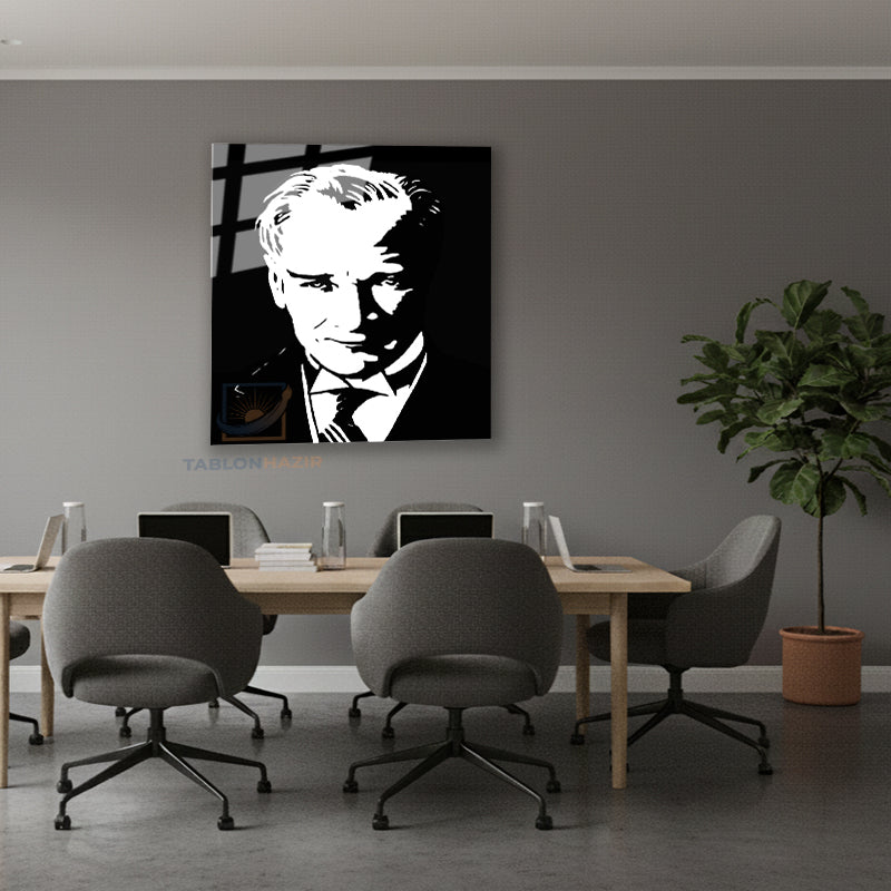 Dikey Cam Tablo Salon Duvar Tablosu Dikey Cam Cam Ata 003 Yeni Ev Hediyesi Ofis Tablosu