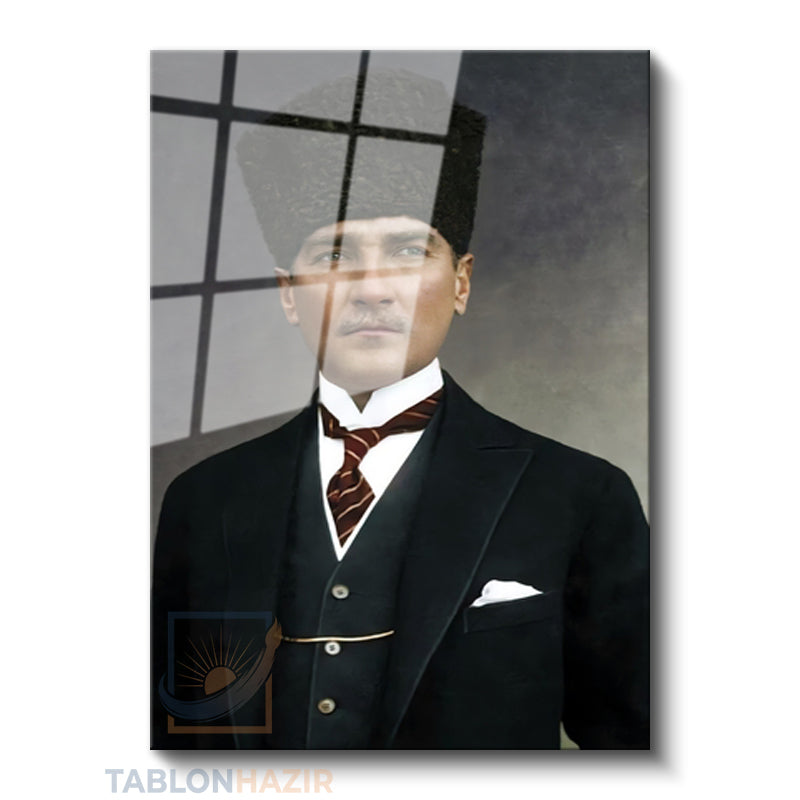 Dikey Cam Tablo Salon Duvar Tablosu Dikey Cam Cam Ata 009 Yeni Ev Hediyesi Ofis Tablosu