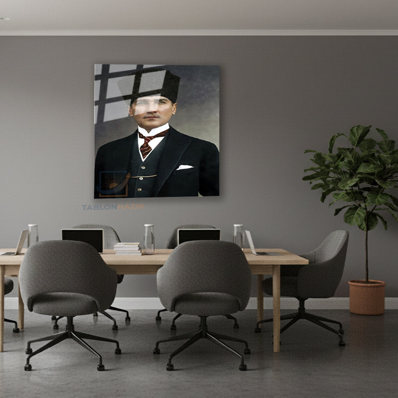 Dikey Cam Tablo Salon Duvar Tablosu Dikey Cam Cam Ata 009 Yeni Ev Hediyesi Ofis Tablosu