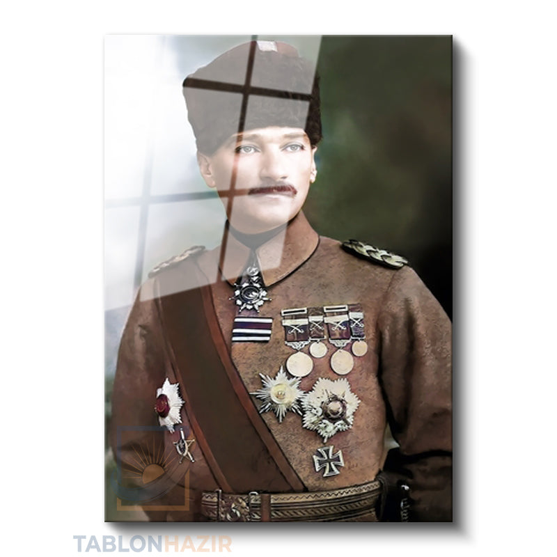 Dikey Cam Tablo Salon Duvar Tablosu Dikey Cam Cam Ata 015 Yeni Ev Hediyesi Ofis Tablosu