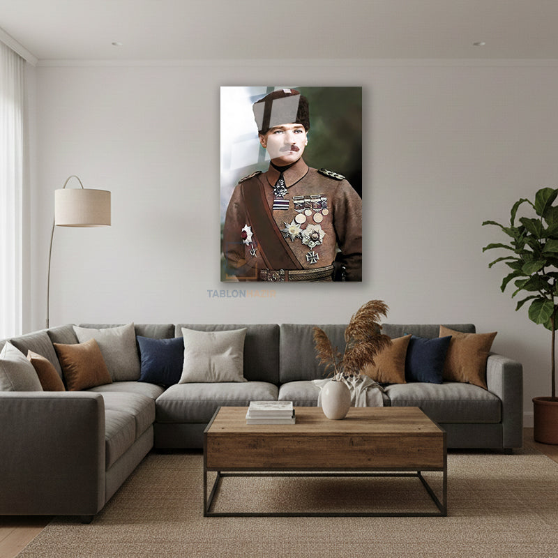 Dikey Cam Tablo Salon Duvar Tablosu Dikey Cam Cam Ata 015 Yeni Ev Hediyesi Ofis Tablosu