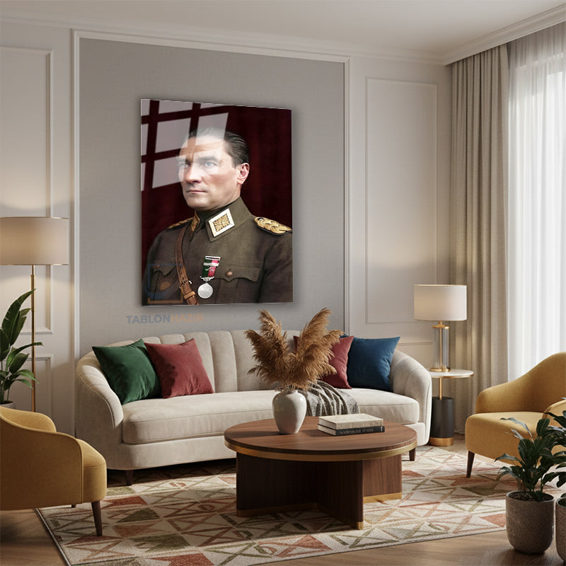 Dikey Kanvas Tablo Salon Duvar Tablosu Kanvas Atatürk 018 Yeni Ev Hediyesi Ofis Tablosu