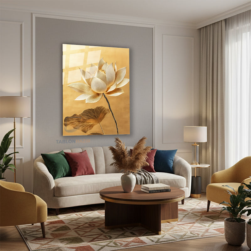 Dikey Cam Tablo Salon Duvar Tablosu Dikey Cam Cicek Yaprak Yeni Ev Hediyesi Ofis Tablosu