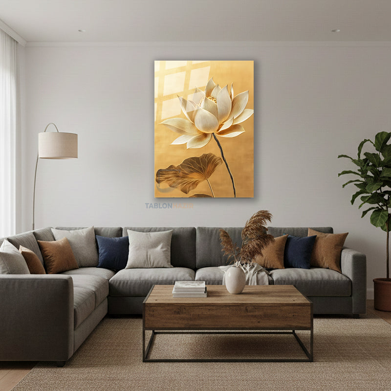 Dikey Cam Tablo Salon Duvar Tablosu Dikey Cam Cicek Yaprak Yeni Ev Hediyesi Ofis Tablosu