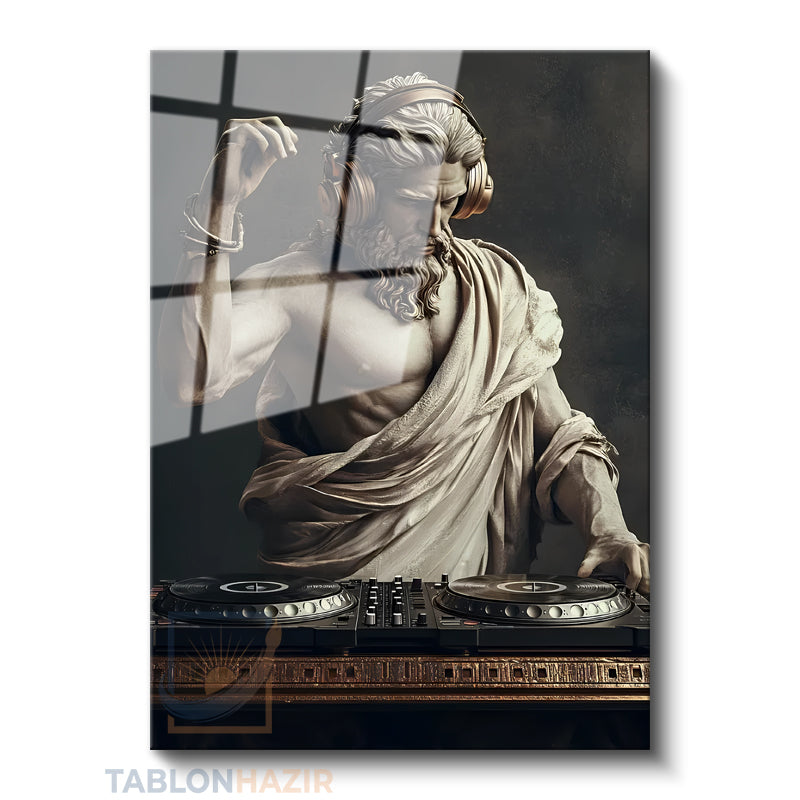 Dikey Cam Tablo Salon Duvar Tablosu Dikey Cam Dj Zeus Yeni Ev Hediyesi Ofis Tablosu