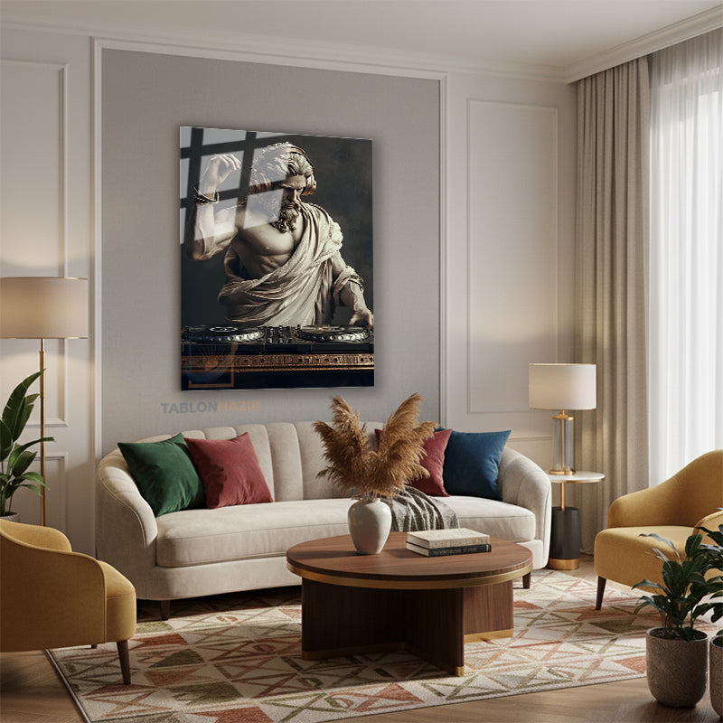 Dikey Cam Tablo Salon Duvar Tablosu Dikey Cam Dj Zeus Yeni Ev Hediyesi Ofis Tablosu