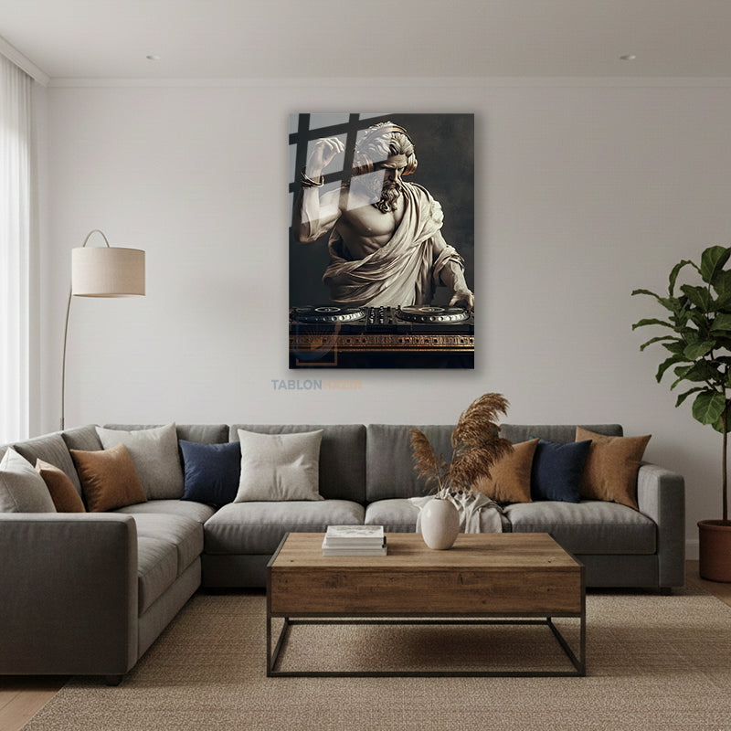 Dikey Cam Tablo Salon Duvar Tablosu Dikey Cam Dj Zeus Yeni Ev Hediyesi Ofis Tablosu