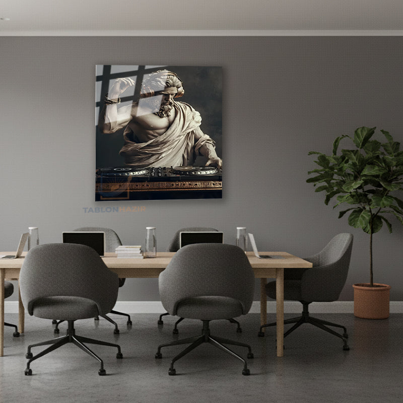 Dikey Cam Tablo Salon Duvar Tablosu Dikey Cam Dj Zeus Yeni Ev Hediyesi Ofis Tablosu