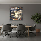 Dikey Cam Tablo Salon Duvar Tablosu Dikey Cam Ejderha Ve Kaplan Yeni Ev Hediyesi Ofis Tablosu