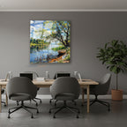 Dikey Cam Tablo Salon Duvar Tablosu Dikey Cam Gol Kenarındaki Manzara Yeni Ev Hediyesi Ofis Tablosu