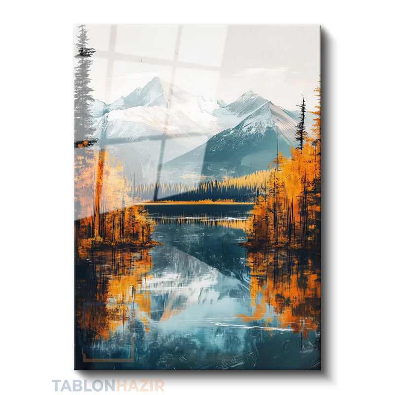 Dikey Cam Tablo Salon Duvar Tablosu Dikey Cam Gol Ve Dag Manzarasi Yeni Ev Hediyesi Ofis Tablosu