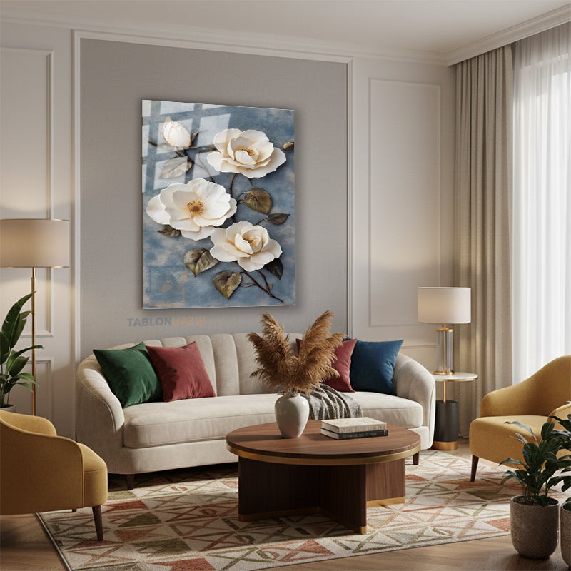 Dikey Cam Tablo Salon Duvar Tablosu Dikey Cam Guzel Cicekler Yeni Ev Hediyesi Ofis Tablosu