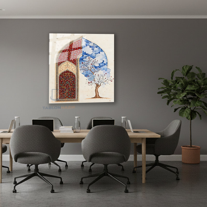 Dikey Cam Tablo Salon Duvar Tablosu Dikey Cam Islami Motifler Yeni Ev Hediyesi Ofis Tablosu