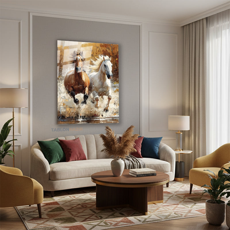 Dikey Cam Tablo Salon Duvar Tablosu Dikey Cam Kahverengi Beyaz Aylar Yeni Ev Hediyesi Ofis Tablosu