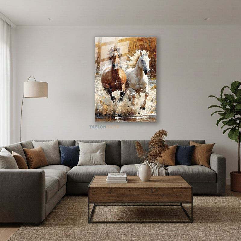 Dikey Cam Tablo Salon Duvar Tablosu Dikey Cam Kahverengi Beyaz Aylar Yeni Ev Hediyesi Ofis Tablosu