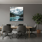 Dikey Cam Tablo Salon Duvar Tablosu Dikey Cam Karli Dag Ve Gol Yeni Ev Hediyesi Ofis Tablosu