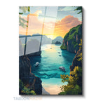 Dikey Cam Tablo Salon Duvar Tablosu Dikey Cam Koy Manzarasi Yeni Ev Hediyesi Ofis Tablosu