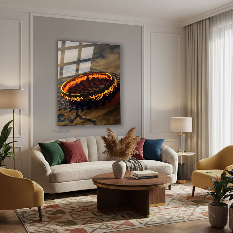 Dikey Cam Tablo Salon Duvar Tablosu Dikey Cam Lotr Yuzuk Yeni Ev Hediyesi Ofis Tablosu