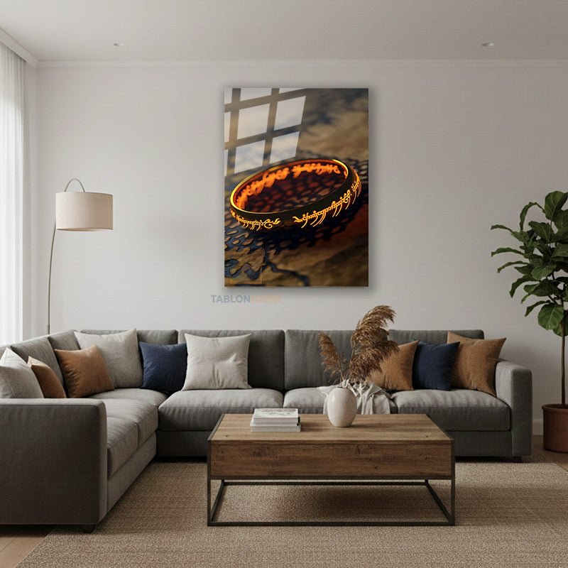 Dikey Cam Tablo Salon Duvar Tablosu Dikey Cam Lotr Yuzuk Yeni Ev Hediyesi Ofis Tablosu