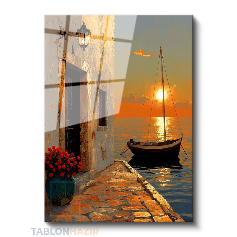 Dikey Cam Tablo Salon Duvar Tablosu Dikey Cam Manzara Gunbatimi Yeni Ev Hediyesi Ofis Tablosu