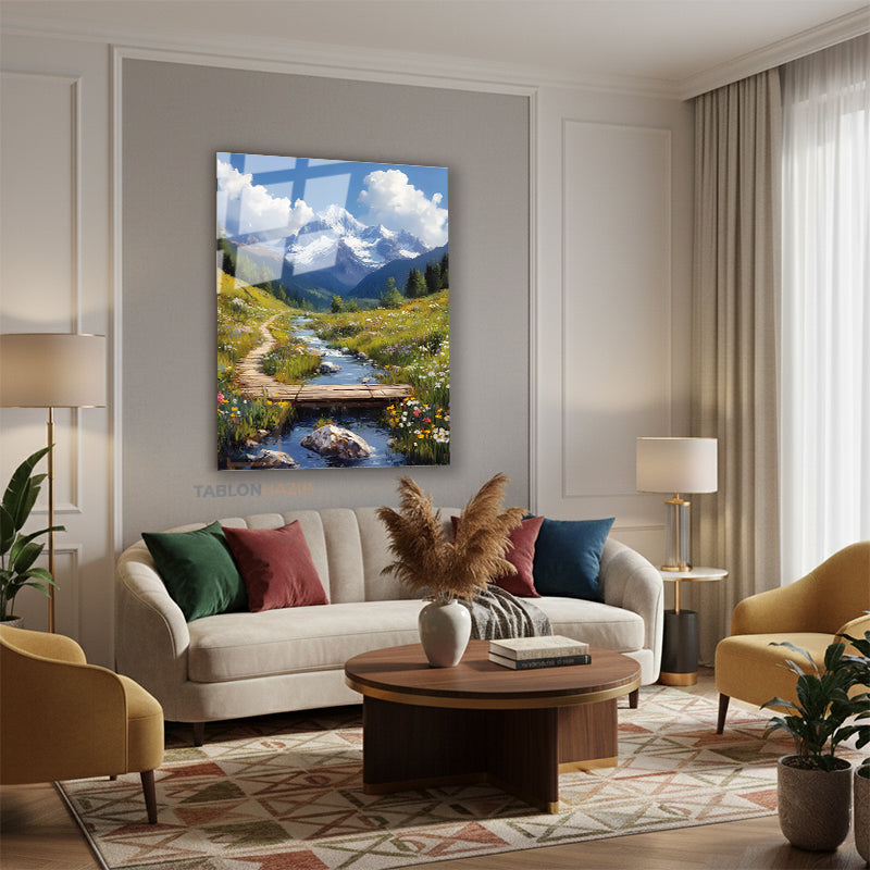 Dikey Cam Tablo Salon Duvar Tablosu Dikey Cam Masalsi Manzara Yeni Ev Hediyesi Ofis Tablosu