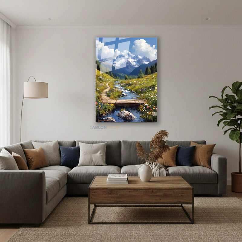 Dikey Cam Tablo Salon Duvar Tablosu Dikey Cam Masalsi Manzara Yeni Ev Hediyesi Ofis Tablosu