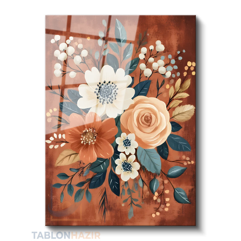 Dikey Cam Tablo Salon Duvar Tablosu Dikey Cam Renkli Cicek Yeni Ev Hediyesi Ofis Tablosu