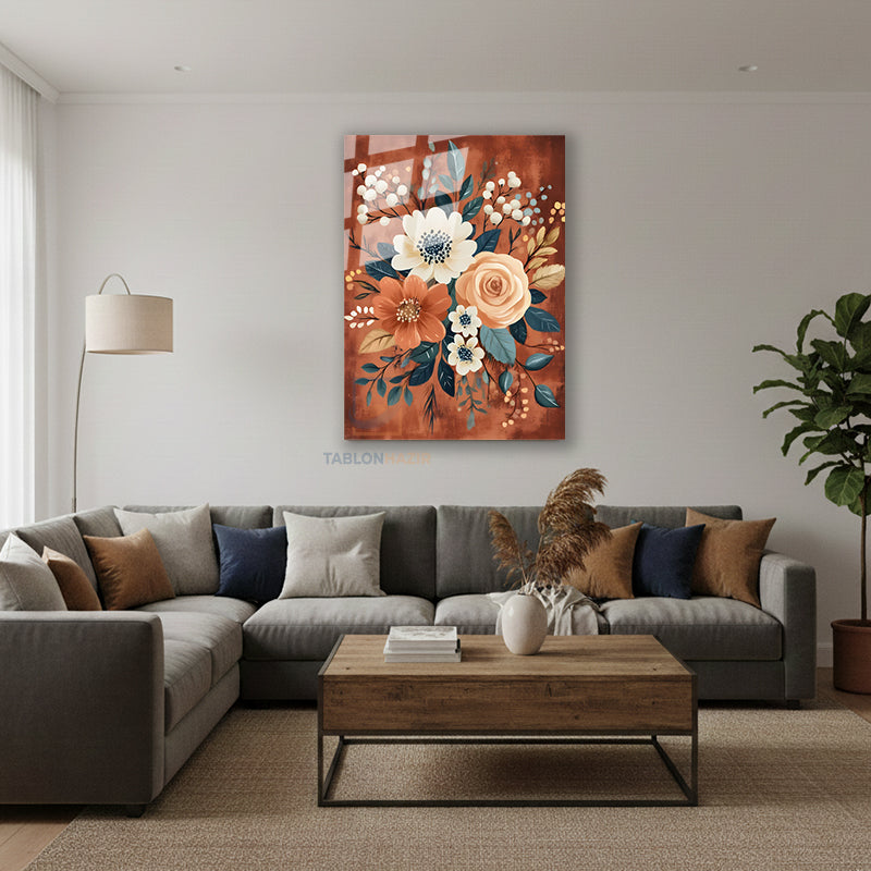 Dikey Cam Tablo Salon Duvar Tablosu Dikey Cam Renkli Cicek Yeni Ev Hediyesi Ofis Tablosu