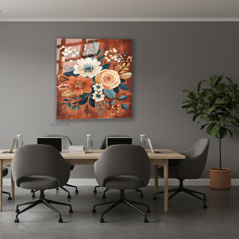 Dikey Cam Tablo Salon Duvar Tablosu Dikey Cam Renkli Cicek Yeni Ev Hediyesi Ofis Tablosu