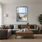 Dikey Cam Tablo Salon Duvar Tablosu Dikey Cam Sahile Acilan Kapi Yeni Ev Hediyesi Ofis Tablosu