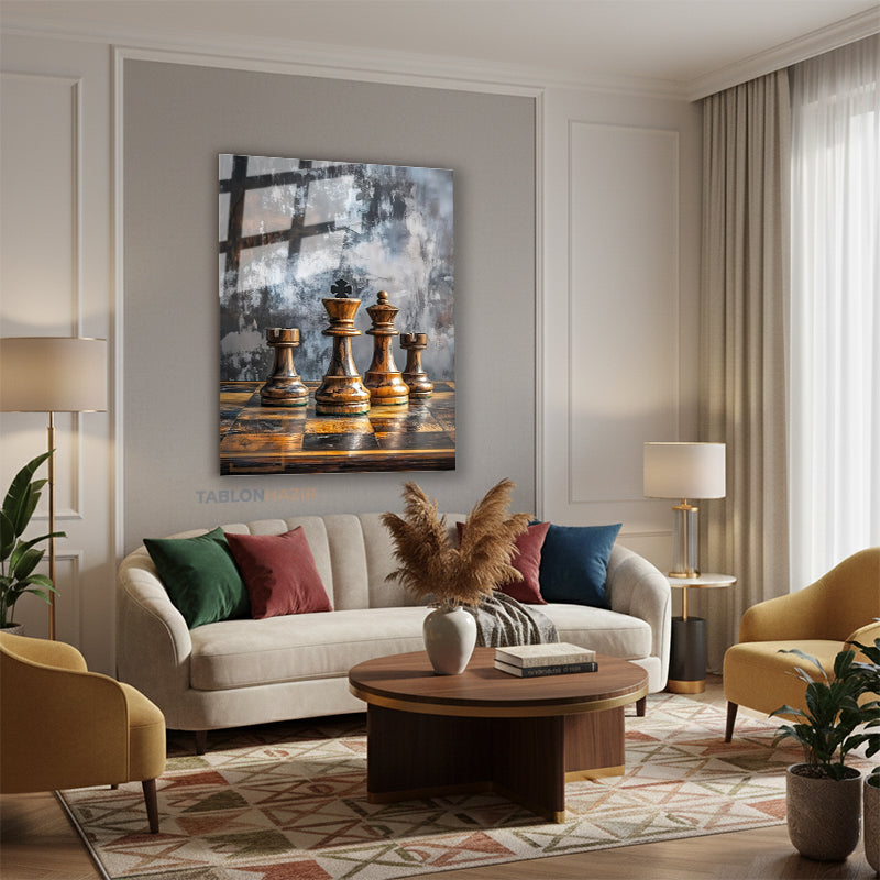 Dikey Cam Tablo Salon Duvar Tablosu Dikey Cam Satranc 2 Yeni Ev Hediyesi Ofis Tablosu