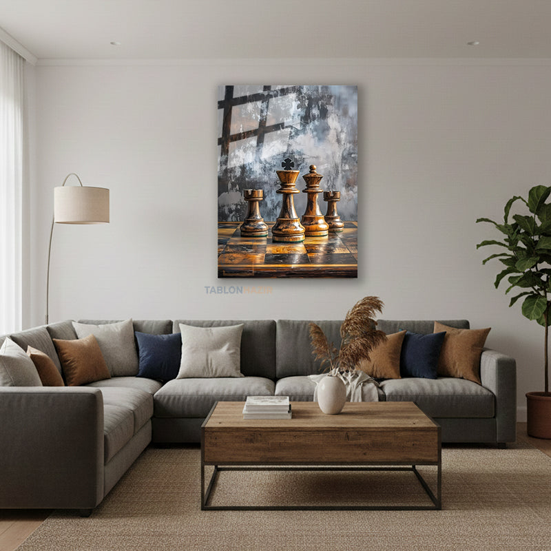 Dikey Cam Tablo Salon Duvar Tablosu Dikey Cam Satranc 2 Yeni Ev Hediyesi Ofis Tablosu