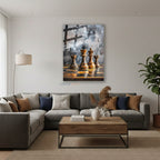 Dikey Cam Tablo Salon Duvar Tablosu Dikey Cam Satranc 2 Yeni Ev Hediyesi Ofis Tablosu