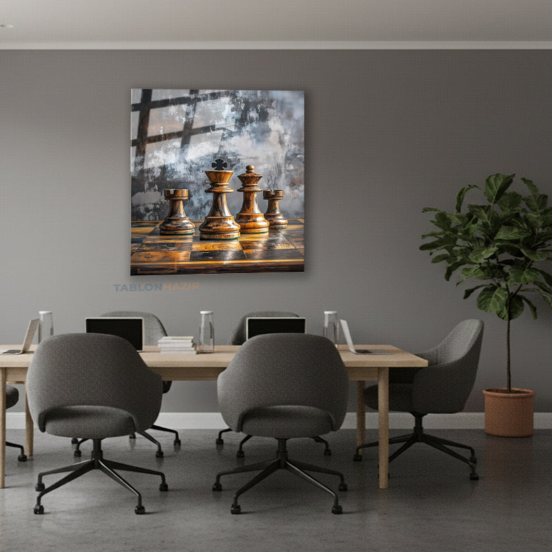 Dikey Cam Tablo Salon Duvar Tablosu Dikey Cam Satranc 2 Yeni Ev Hediyesi Ofis Tablosu