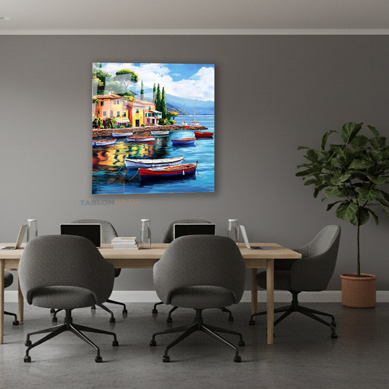 Dikey Cam Tablo Salon Duvar Tablosu Dikey Cam Tekneler Manzara Yeni Ev Hediyesi Ofis Tablosu