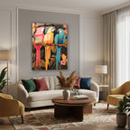 Dikey Cam Tablo Salon Duvar Tablosu Dikey Cam Uc Papagan Yeni Ev Hediyesi Ofis Tablosu