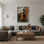 Dikey Cam Tablo Salon Duvar Tablosu Dikey Cam Violin 2 Yeni Ev Hediyesi Ofis Tablosu