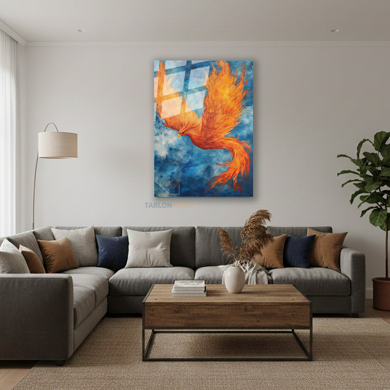 Dikey Cam Tablo Salon Duvar Tablosu Dikey Cam Yanan Anka Kusu Yeni Ev Hediyesi Ofis Tablosu