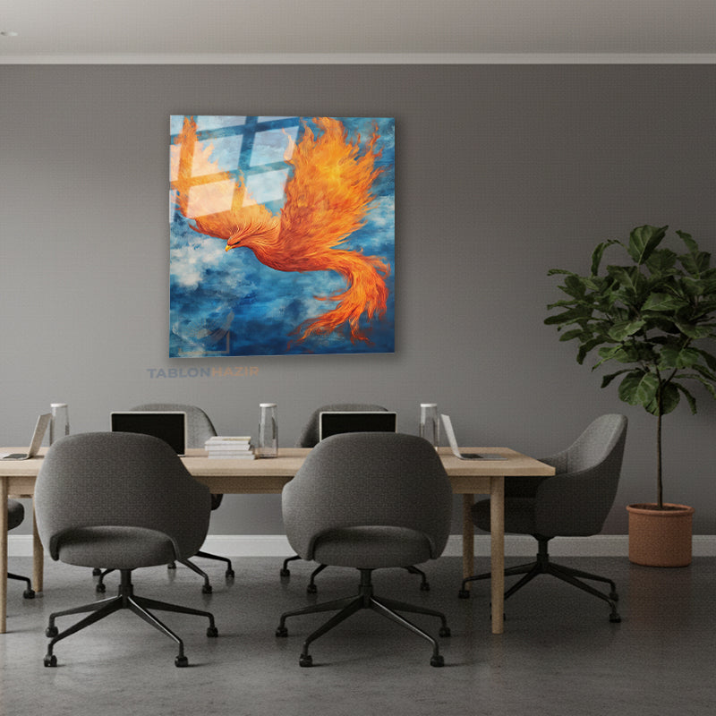 Dikey Cam Tablo Salon Duvar Tablosu Dikey Cam Yanan Anka Kusu Yeni Ev Hediyesi Ofis Tablosu