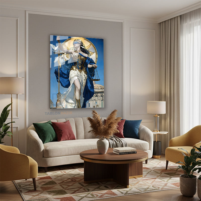 Dikey Cam Tablo Salon Duvar Tablosu Dikey Cam Adaletkadın1 Yeni Ev Hediyesi Ofis Tablosu