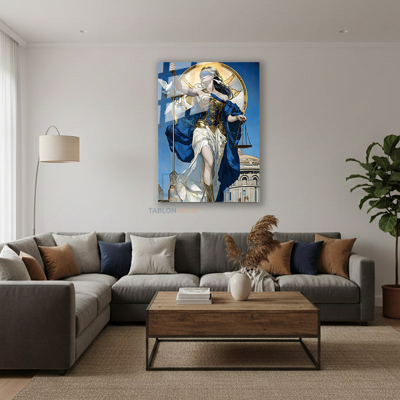 Dikey Cam Tablo Salon Duvar Tablosu Dikey Cam Adaletkadın1 Yeni Ev Hediyesi Ofis Tablosu