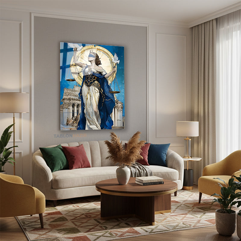 Dikey Cam Tablo Salon Duvar Tablosu Dikey Cam Adaletkadın2 Yeni Ev Hediyesi Ofis Tablosu